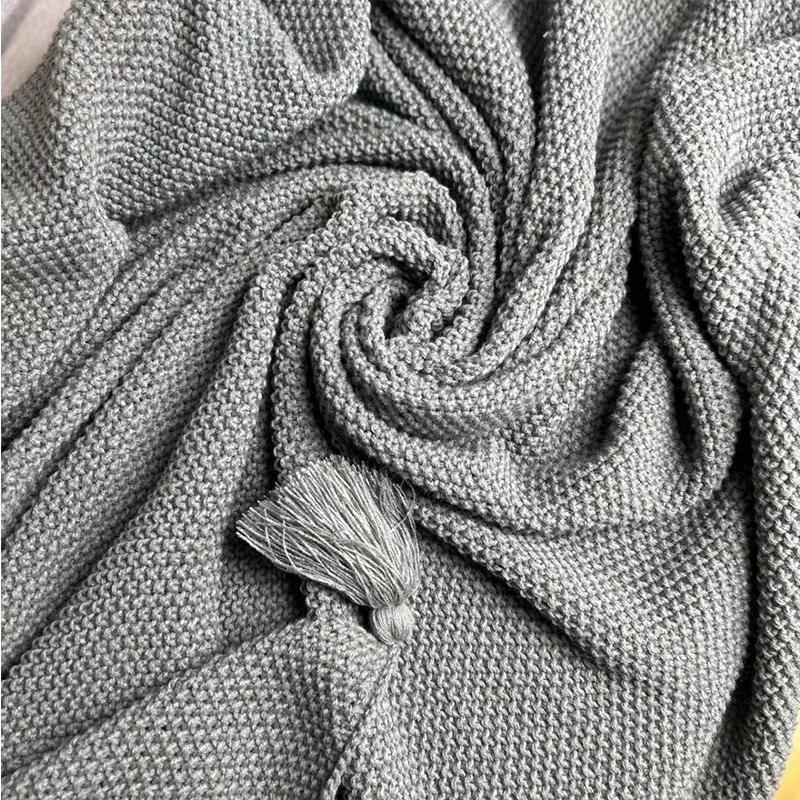 Nordic Knitted Blanket For Office Sofa Napping Blanket Ball Wool Casual Bed Cover Air Conditioning Blanket