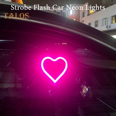 Luz LED de Neón en Forma de Corazón Modos Estroboscópicos Flash Super Brillante Instalación Sencilla Letrero LED para Pantalla Accesorios de Iluminación para Coche