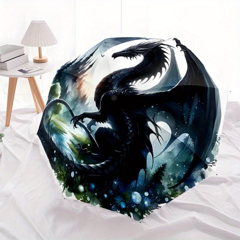 1pc Dragon Fantasy Pattern Automatic Umbrella is Fashionable and Good-Looking, Suitable for Travel and Daily Use.R059