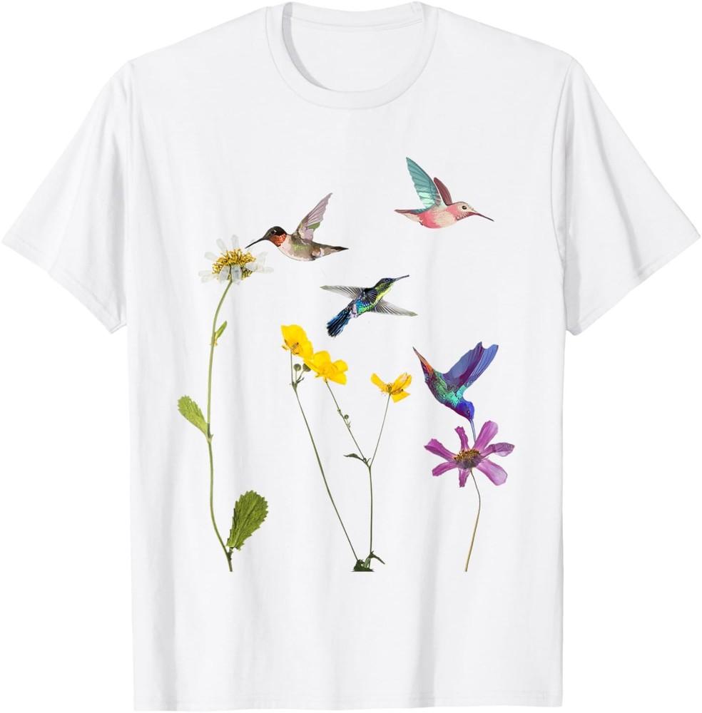 Hummingbird and Flowers T-Shirt Unisex T-Shirt L