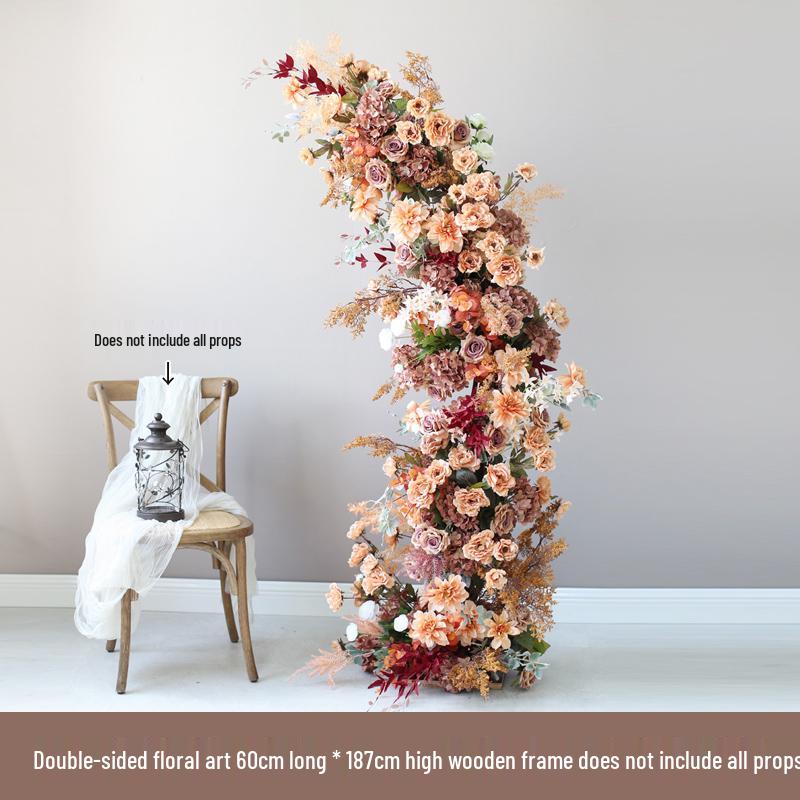 Retro Brown Floral Silk Flower Wall Hanging for Weddings and Events