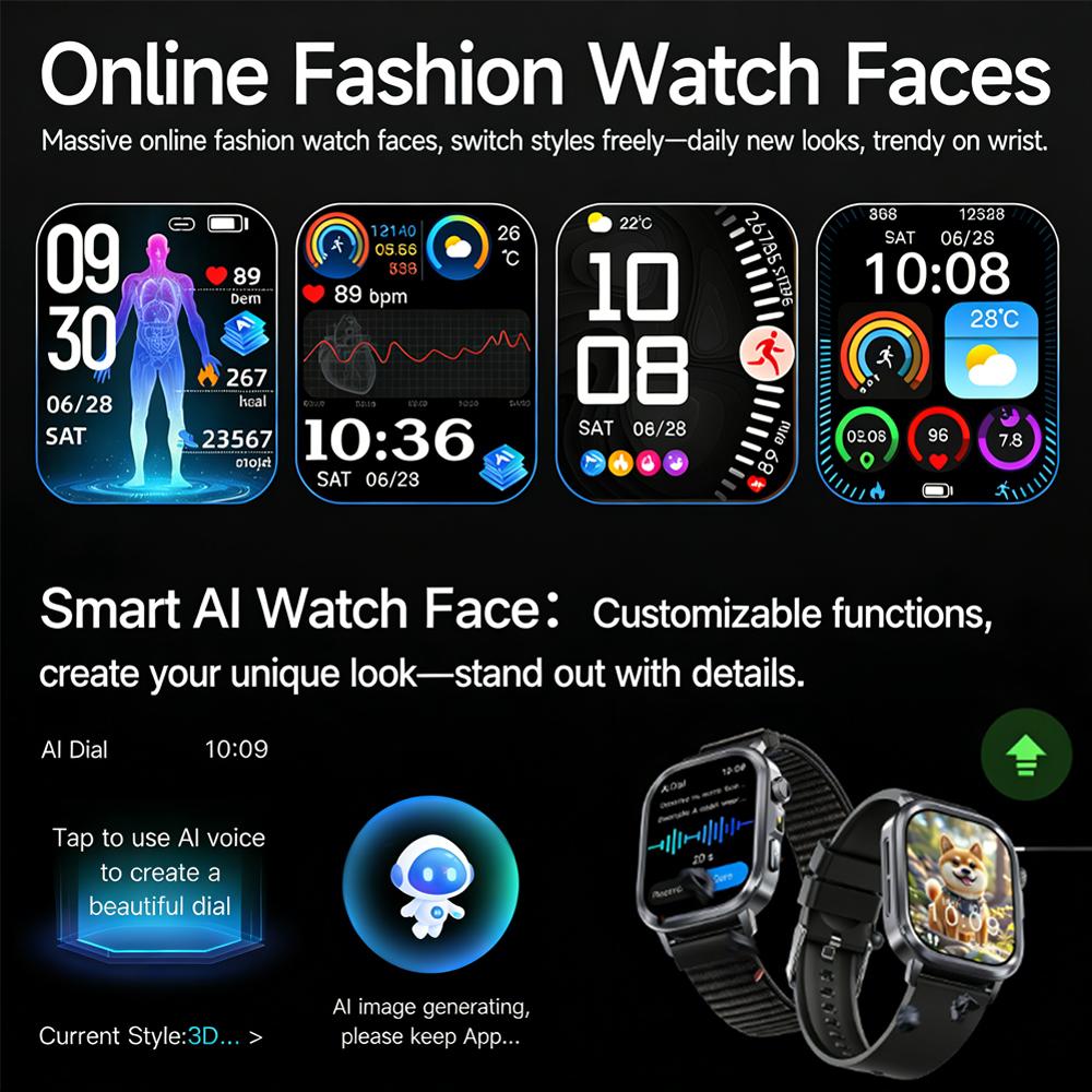 SACOSDING 2026 New Health Tracker Smart Watch Women Body Fat BMI Micro Physical Examination Bluetooth Call Smartwatch Men