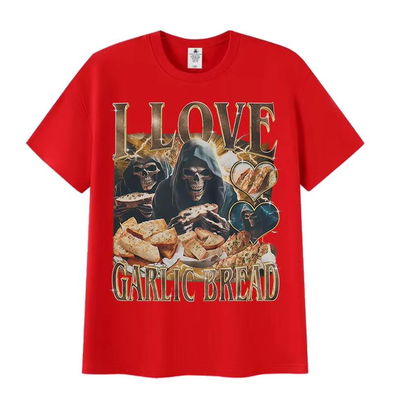 Funny Lover Gothic Garlic Meme Graphic T Shirts Men's Women Vintage Skeleton Summer Cotton Short Sleeve T-Shirt Streetwear