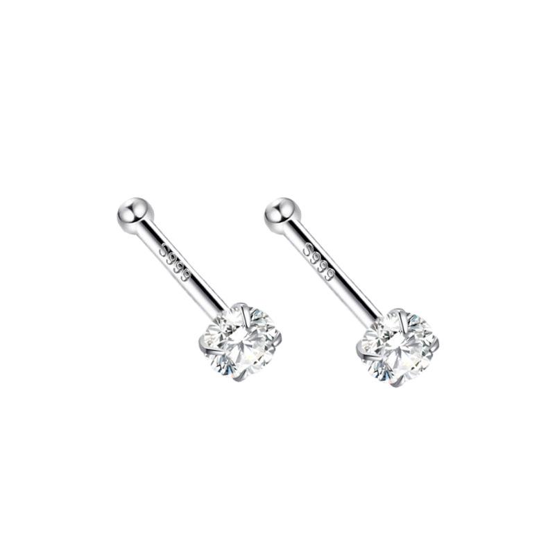 S999 Pure Silver Minimalist Women's Earrings – Small Bean Ear Bone Studs, Anti-Blocking Design for Commuting