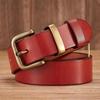 3.8CM High Quality Genuine Leather Belts for Men Brass Buckle Fancy Vintage Jeans Belt