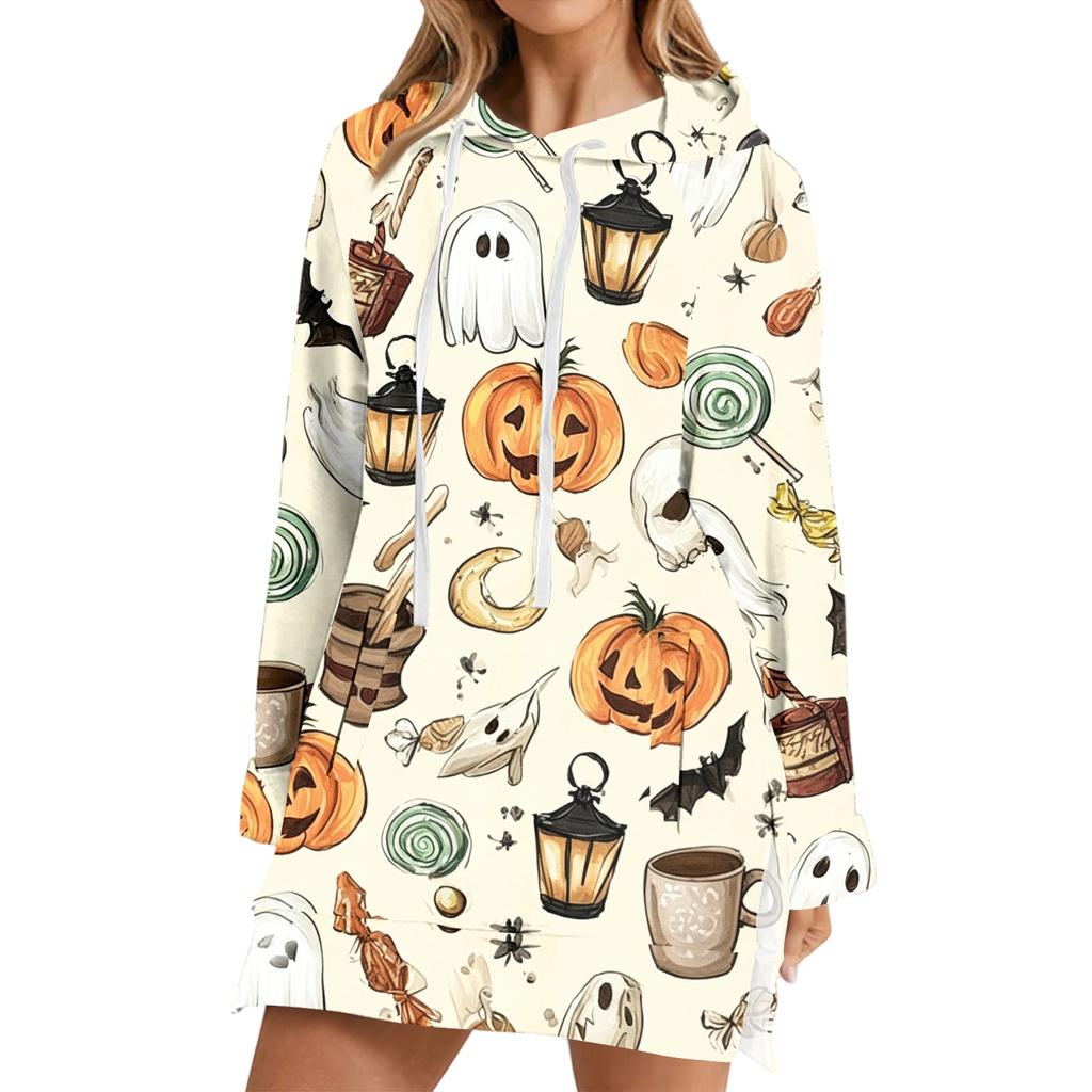 Women's Casual Long Sleeve Halloween Print Hoodie Pullover Top