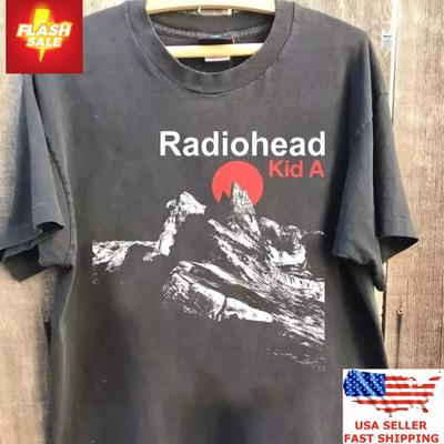 New Apparel 90s Radiohead Band T-Shirt Kid A Album Charcoal Unisex Tee Unisex T-Shirt