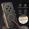 Phone Case For Xiaomi Redmi 14C 4G/14R 5G/A4 5G/Poco C75 4G Carbon Fiber Textured Electroplated TPU Back Cover
