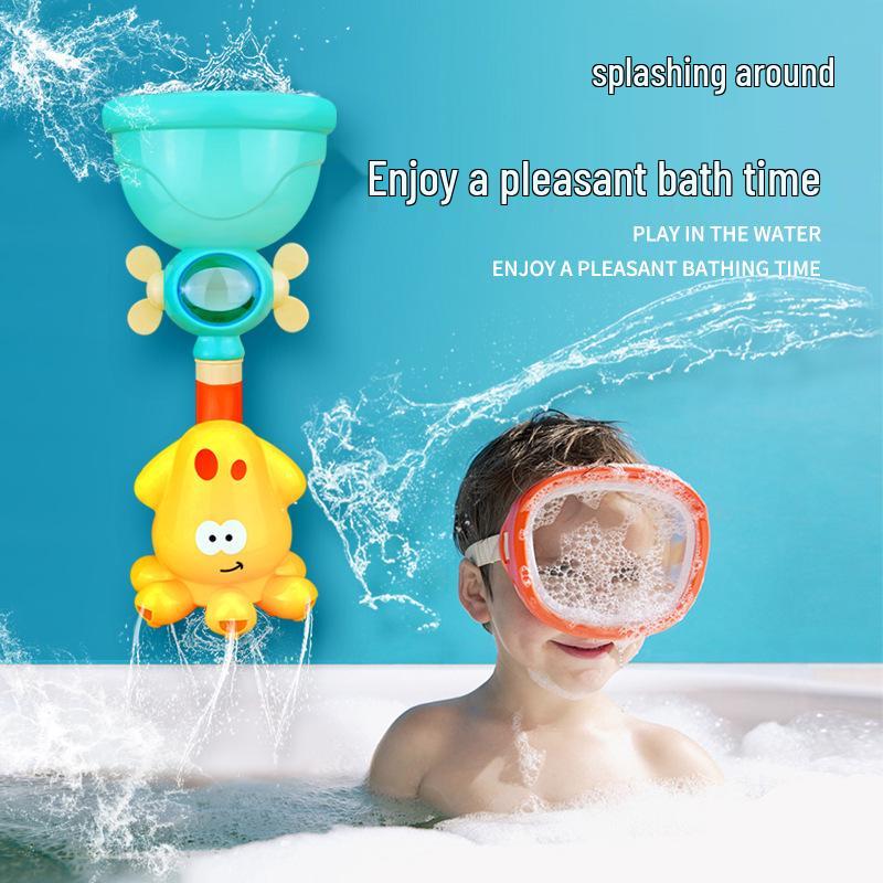Suction Cup Baby Bath Toy: Spinning Water Sprayer with Pipes