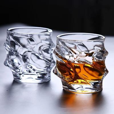 320ml Transparent Cocktail Brandy Cups 2pcs Set Household Whiskey Glass Nordic Classical Foreign Wine Glass Wave Shaped Beer Cup
