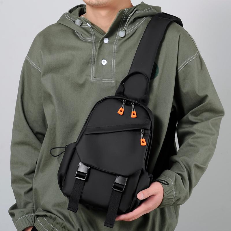 Nylon Fabric Chest Bag Men'S Backpack Single Shoulder Chest Bag Crossbody Chest Bag Waterproof Commuter Backpack