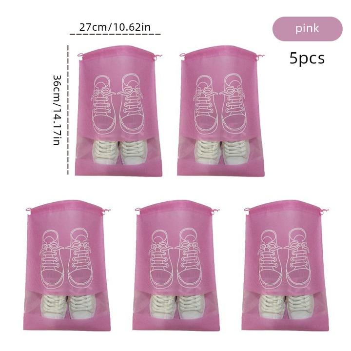 5pcs Shoes Storage Bag Nonwoven Travel Portable Shoes Bag Drawstring Dust Large Capacity Garment Classification Hanging Bags