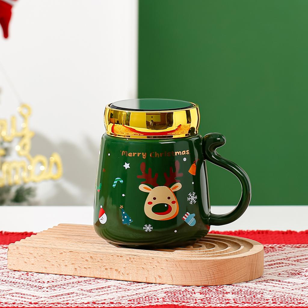 Weihnachtsgeschenk mit Deckel Spiegel Tasse Großes Volumen Niedliches Mädchen Paar Tasse Haus Tasse Souvenir Langlebig Langlebig Nützlich Nützlich