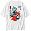 Pokemon Animated Print Retro Meg Wave Shortsleeved Pure Cotton Loose Tshirt for Men and Women A New Trendy Summer Shirt