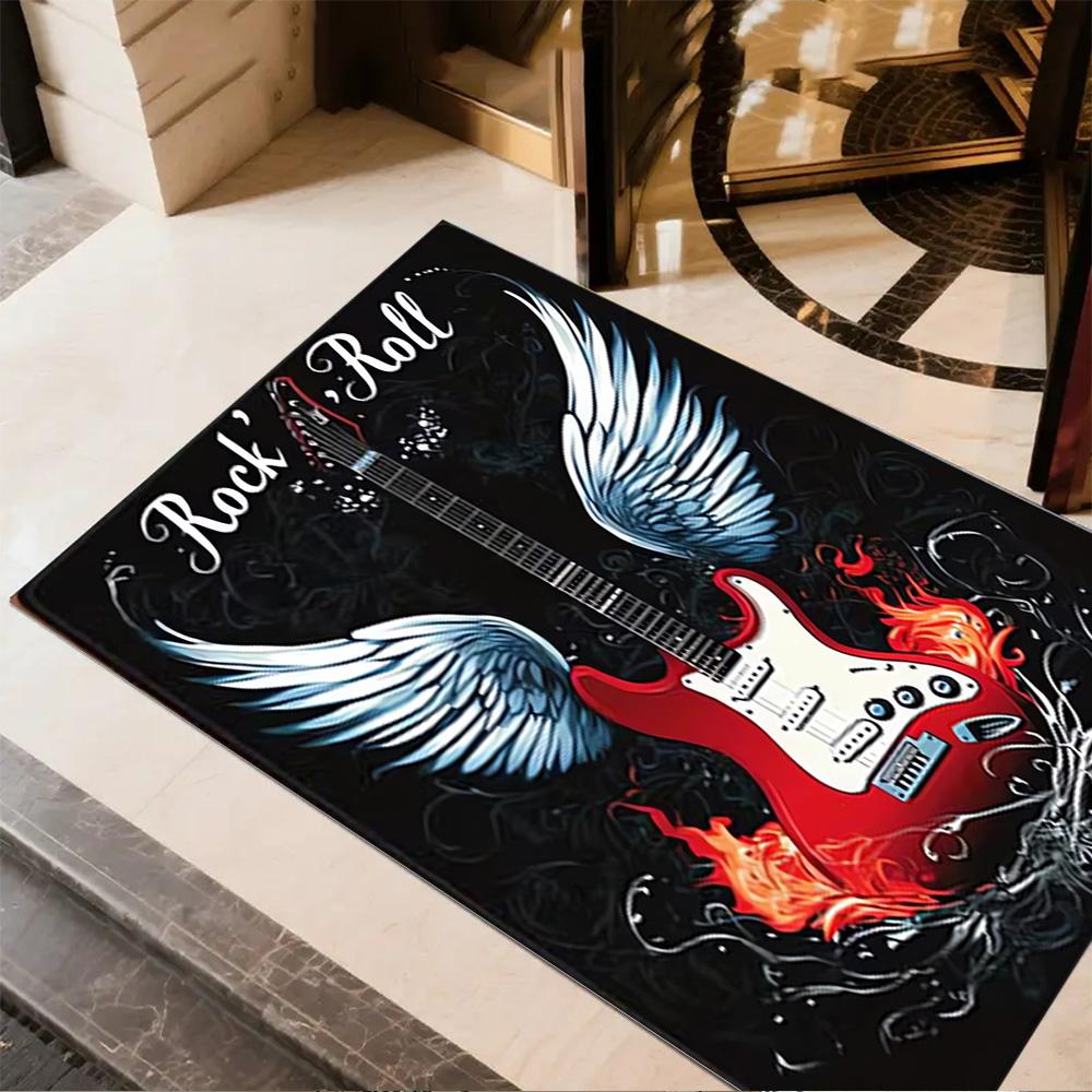 1pc music notes vinyl records and cassettes rug home carpet design for office decor gift living room bedroom