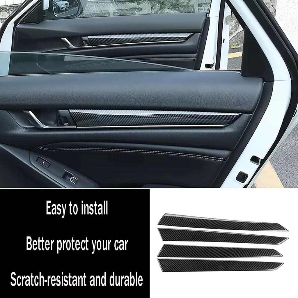 Car Accessories Fit for Honda Accord 10th Gen 2018-2022 Inner Side Door Panel Strip Cover Trim (Carbon Fiber Style) ABS 4 PCS