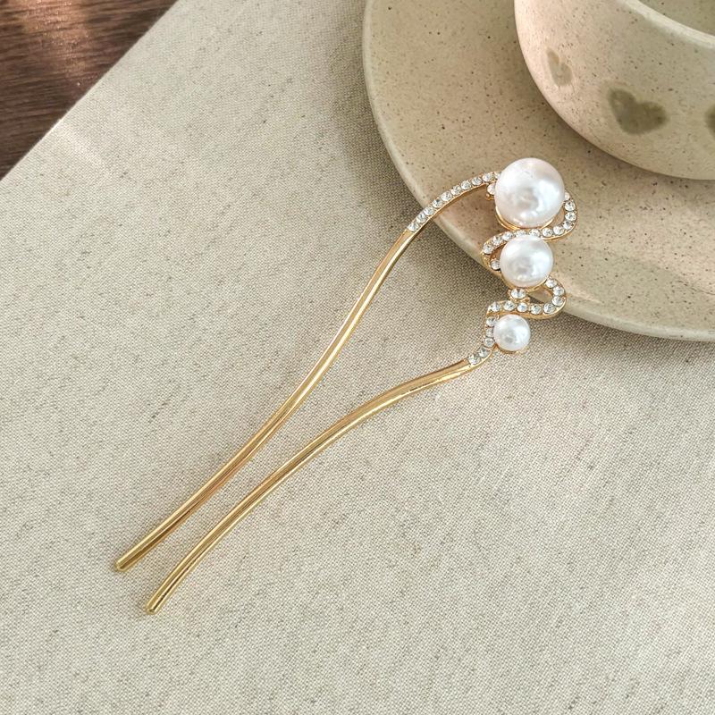 Elegant Pearl U-shaped Hairpin for Women - New Chinese Style Updo Accessory 2025