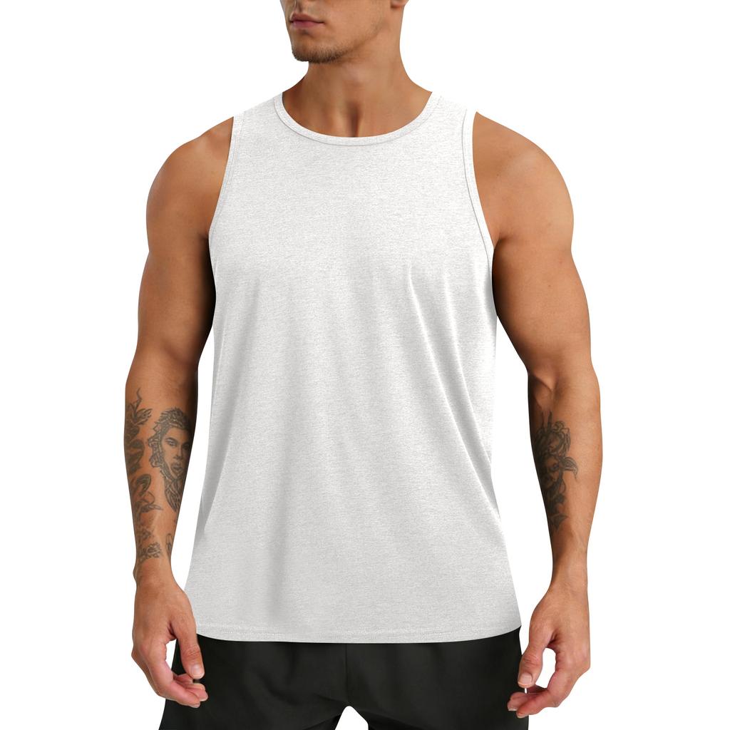 Men's Round Neck Sleeveless Top Men's Fitness Quick-Drying Sports Vest