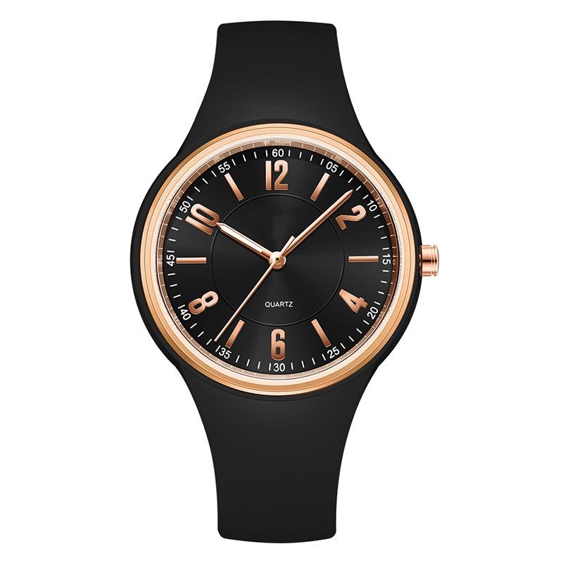 Women Quartz Watch Simple Dial Silicone Strap Waterproof Luminous Display Student Wristwatch