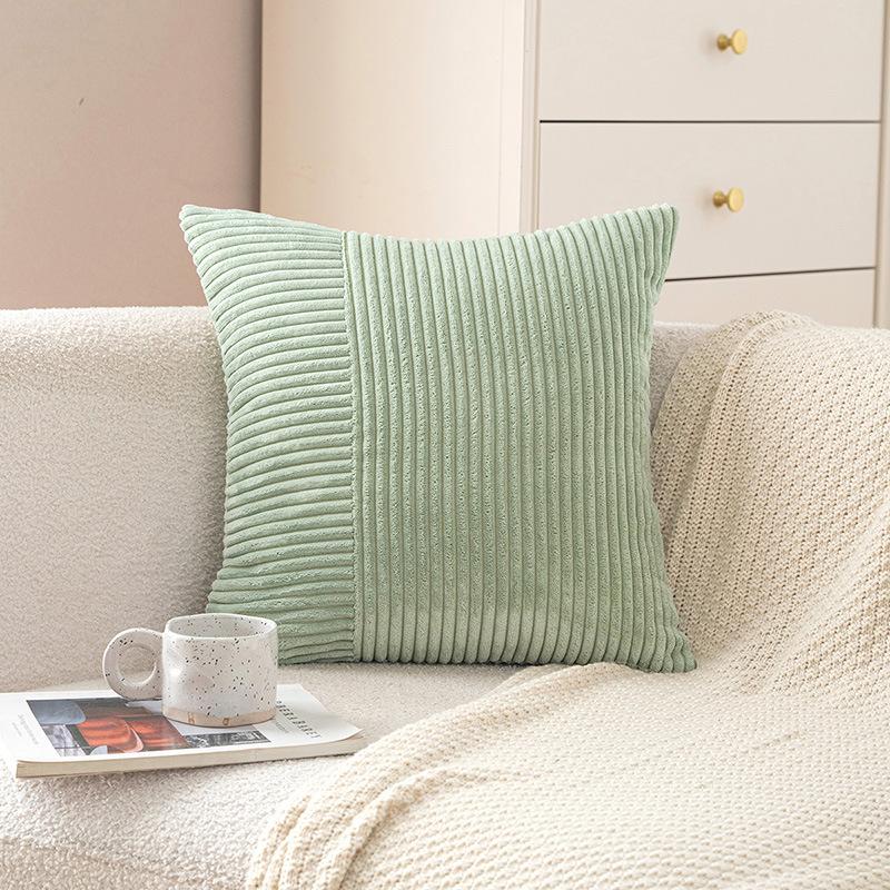Corduroy Splicing Pillow Cover Living Room Sofa Cushion Solid Color Waist Pillow Pillow Cover