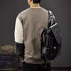 Autumn Design Sense Color Matching Pocket Sweater Men'S Heavy Abrasion Loose Large Size Round Neck American Casual Jacket