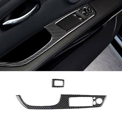 For BMW 3 Series E92 Coupe Car Window Switch Lift Panel Button Frame Cover Trim Carbon Fiber Stickers Accessoire Only LHD