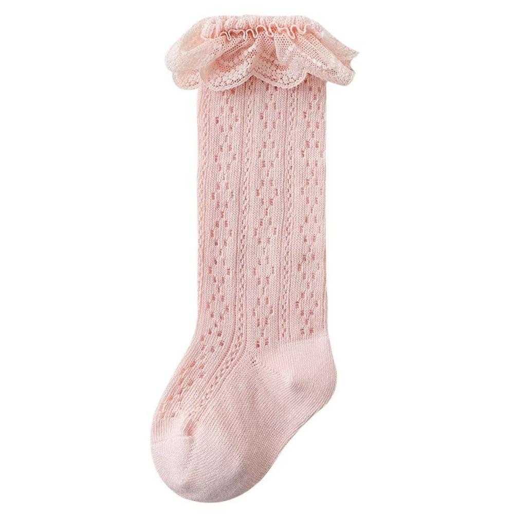 

Cotton Long Sock Lace Princess Children Socks New Baby Knee High Socks Kids Girls Boys M(1-3Years) рожевий