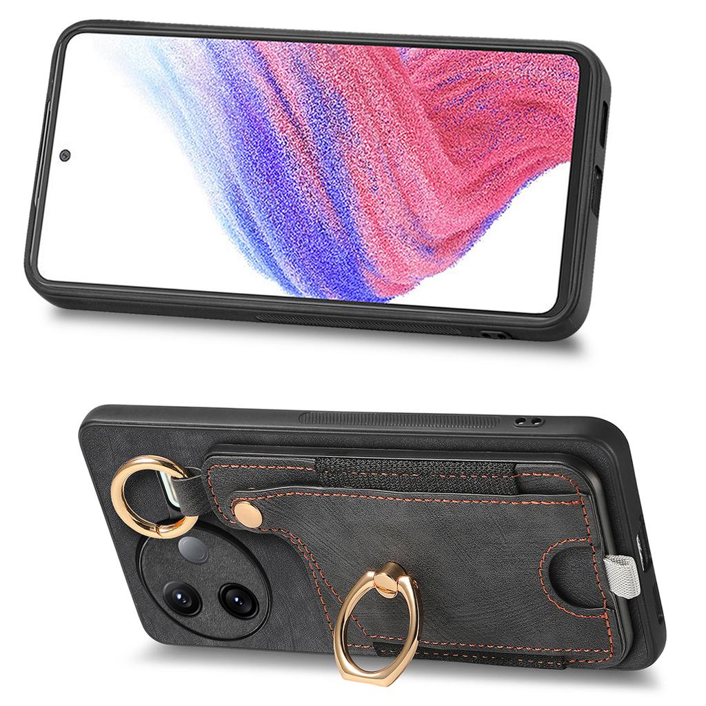 For Xiaomi Poco F7 Pro 5G/Xiaomi Redmi K80 5G Retro Leather Phone Back Cover with Card Slots and Ring Holder