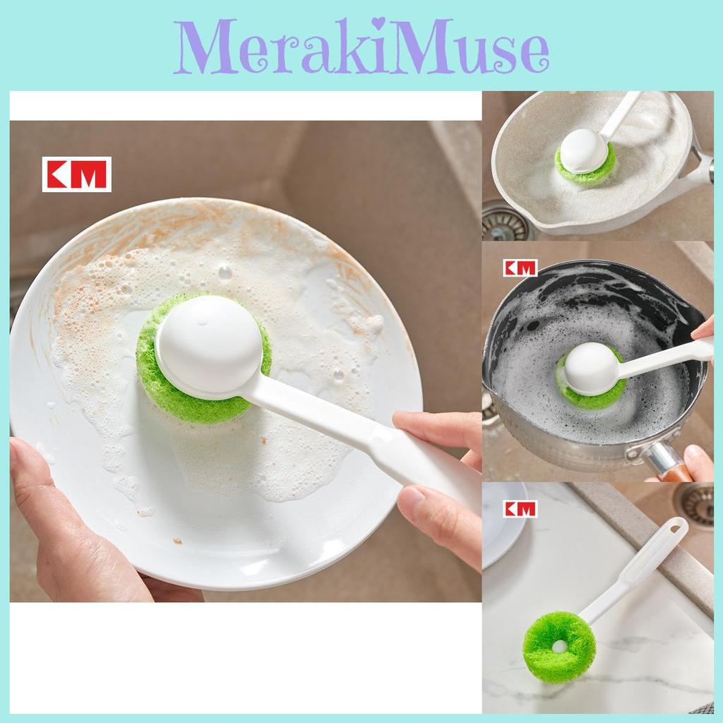 Pot Scrubber With Sponge Head For Safe Cleaning Of Nonstick Cookware