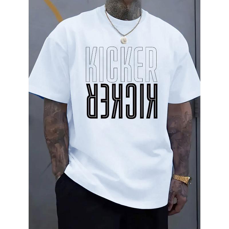 

Men s Short-Sleeved T-shirt, Love Letter Printing, Comfort and Casual, Elastic Neckline, Suitable for Men s Outdoor Activities S белый