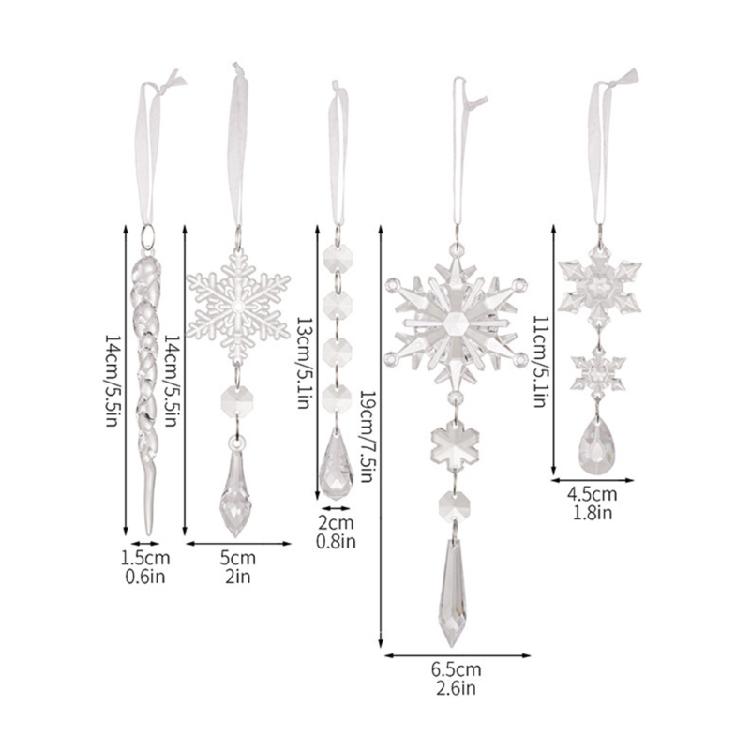 18Pieces Premium Acrylic Ice Christmas Ornamentation Crystal Snowflake Transparent Decors For Indoor Festival Display