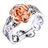 Fashion Plated Rose Gold Flower Ring European and American Retro Plated Silver Color Separation Engagement Wedding Ring