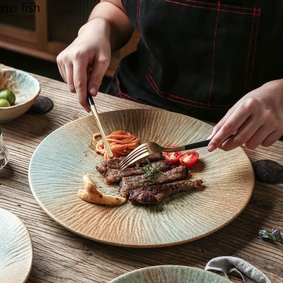 Vintage Kreativer Keramik-Essteller, Dessertteller, Snackteller, Sashimi-Sushi-Teller, Steakteller, Restaurant-Spezialgeschirr
