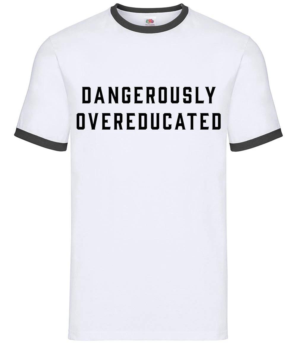 Dangerously Overeducated - Mens Ringer - Funny School Leaver Uni XL