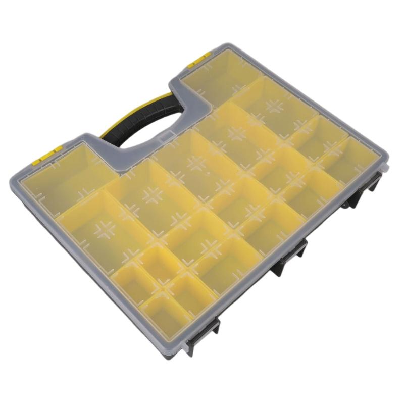 

Portable Plastic Tool Box With Multiple Pockets And Retractable Handle For Easy Organization And Transportation Of Tool And Accessories 1