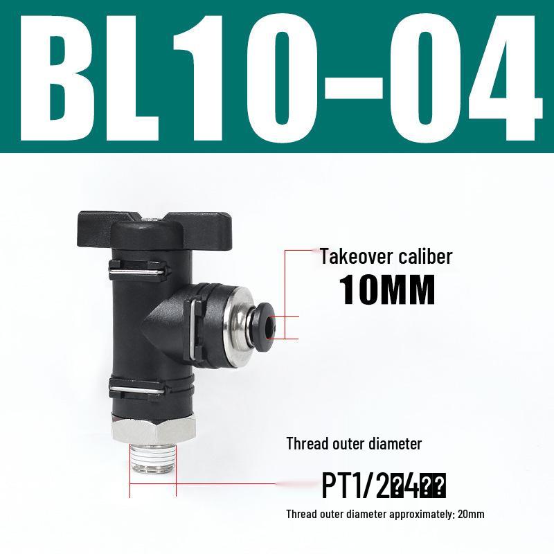 Pneumatic BUC-6-10 Hand Valve: 8mm Air Hose, 12mm Manual Straight Valve with Quick Connect Fitting