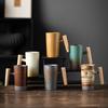 Ceramic Mug Wooden Handle Coffee Cup Vintage Kiln Variation Pottery Large Capacity Tea Water Cup for Home Office Kitchen