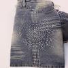 Men's Side Gradient Rhinestone Denim Shorts, Vintage Hip Hop Street Loose Drawstring Knee Length Shorts