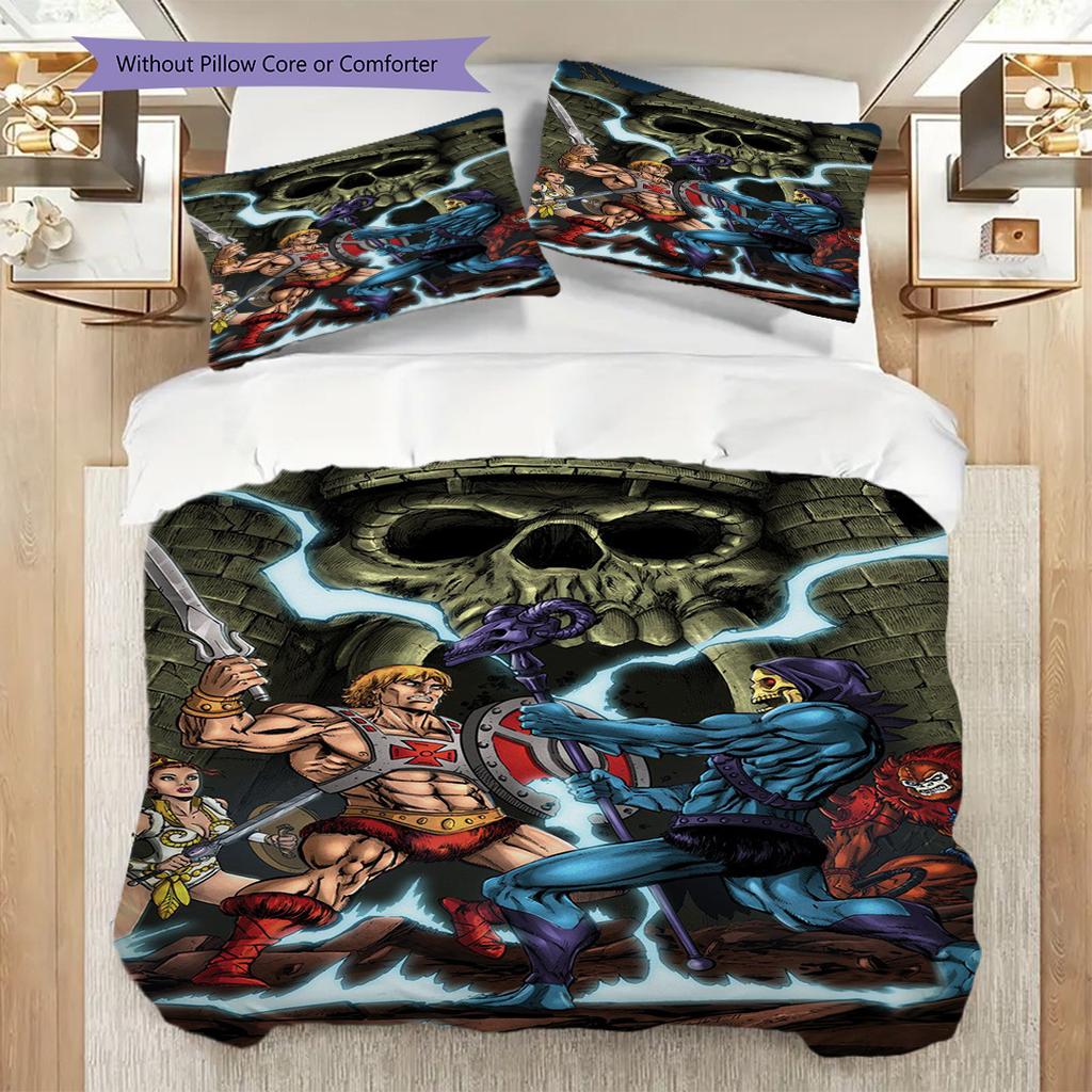 Heman Masters Universe Threepiece Set 1 Duvet Cover 2 Pillowcase Without Core Bedding Set Christmas Birthday Gift Soft And Comfortable