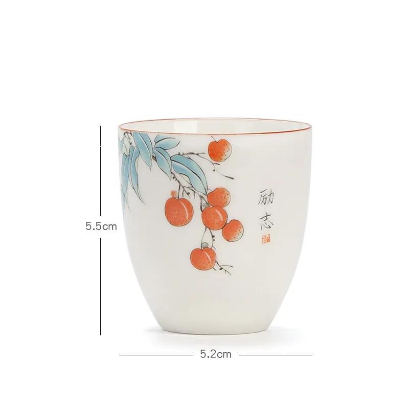 

Boutique Ceramic Teacup Hand Painted Meditation Cup Single Portable Travel Tea Bowl Pu er Master Cup Handmade Porcelain Tea Set Teacup