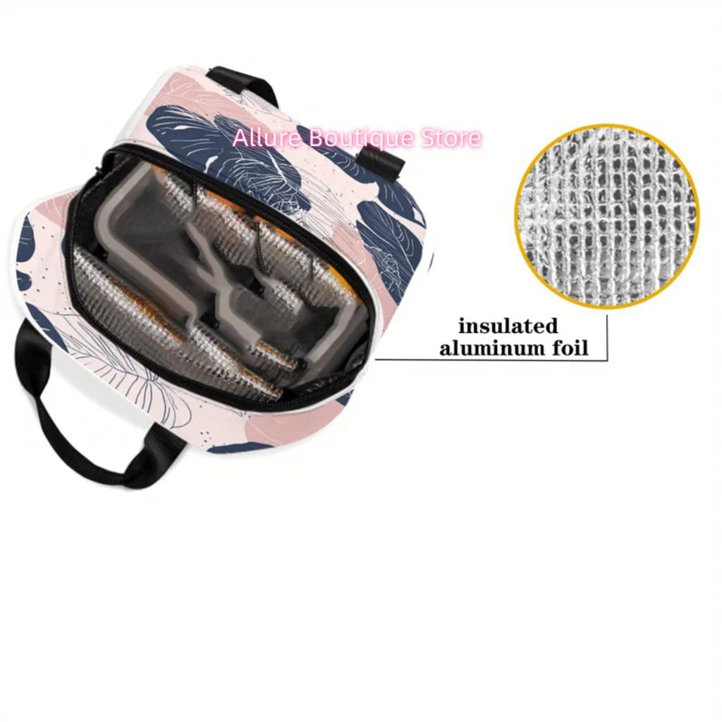 1pc 2D Printing Monstera Leaf Pattern Universal Work Lunch Bags for Both Men And Women - Small-Sized Adult Lunch Bag, Suitable f