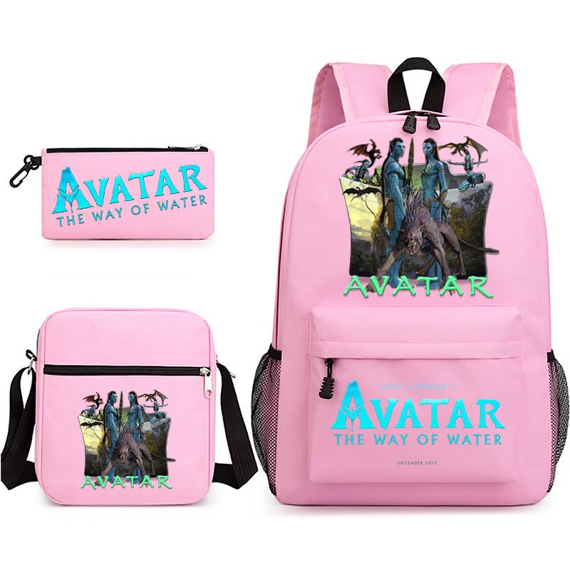 Large Capacity Schoolbag with Shoulder Strap; Student Three-piece Pencil Case Set