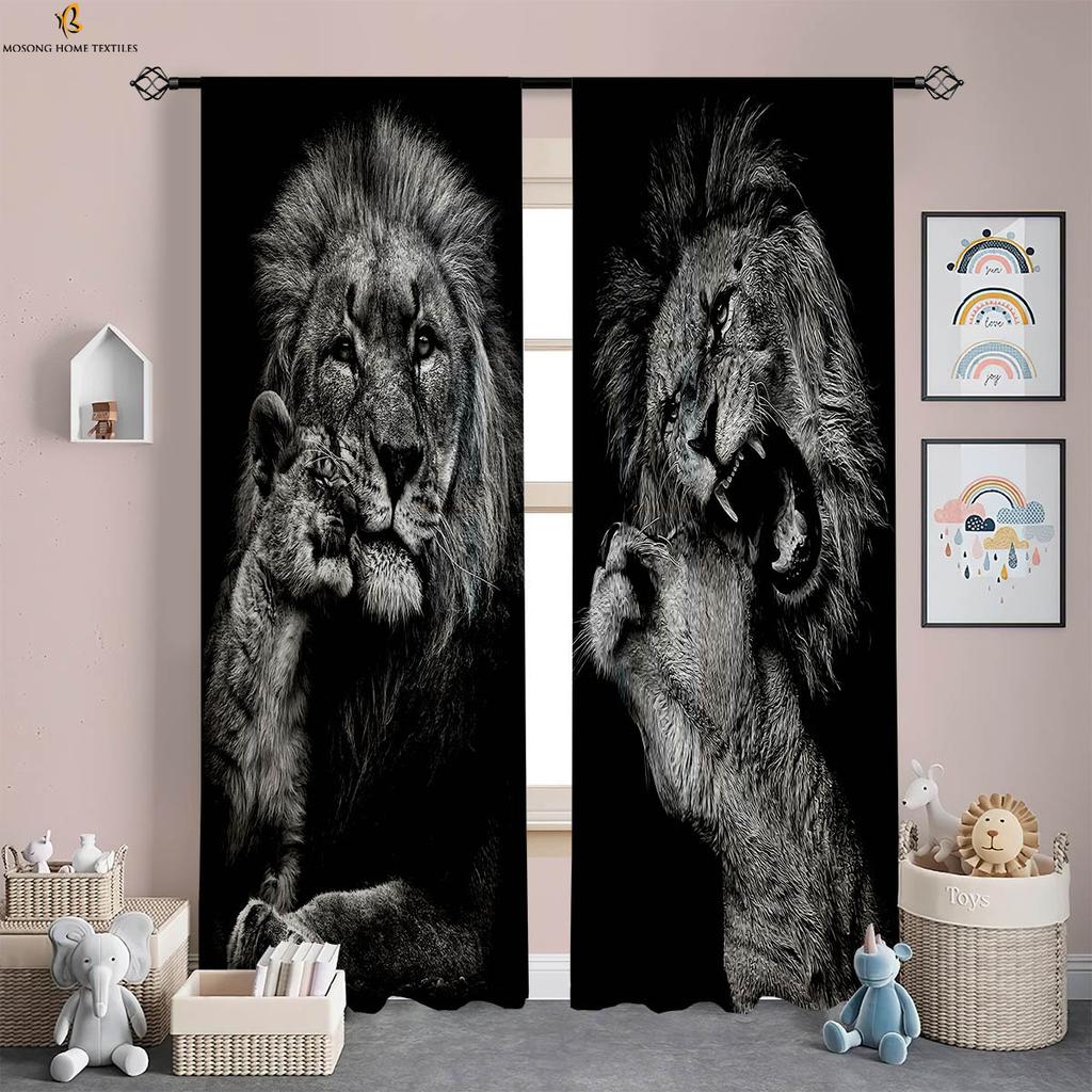 Tiger Lion Animal 3d Printing Curtains 100% Polyester Rod Pocket Curtains Living Room Study Kitchen Bedroom Decorative Curtains