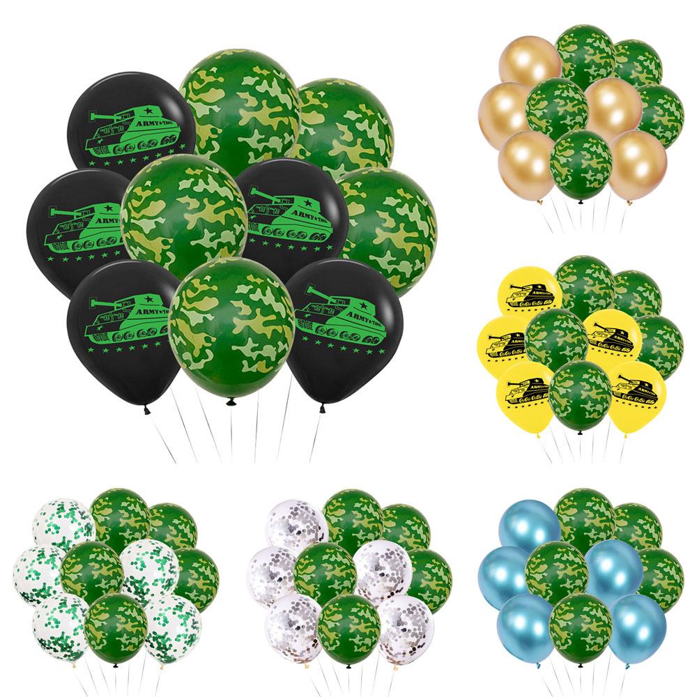 Military Camouflage Balloon Set Metal Latex Balloon Children's Birthday Camouflage Party Background Decoration Photo Taking
