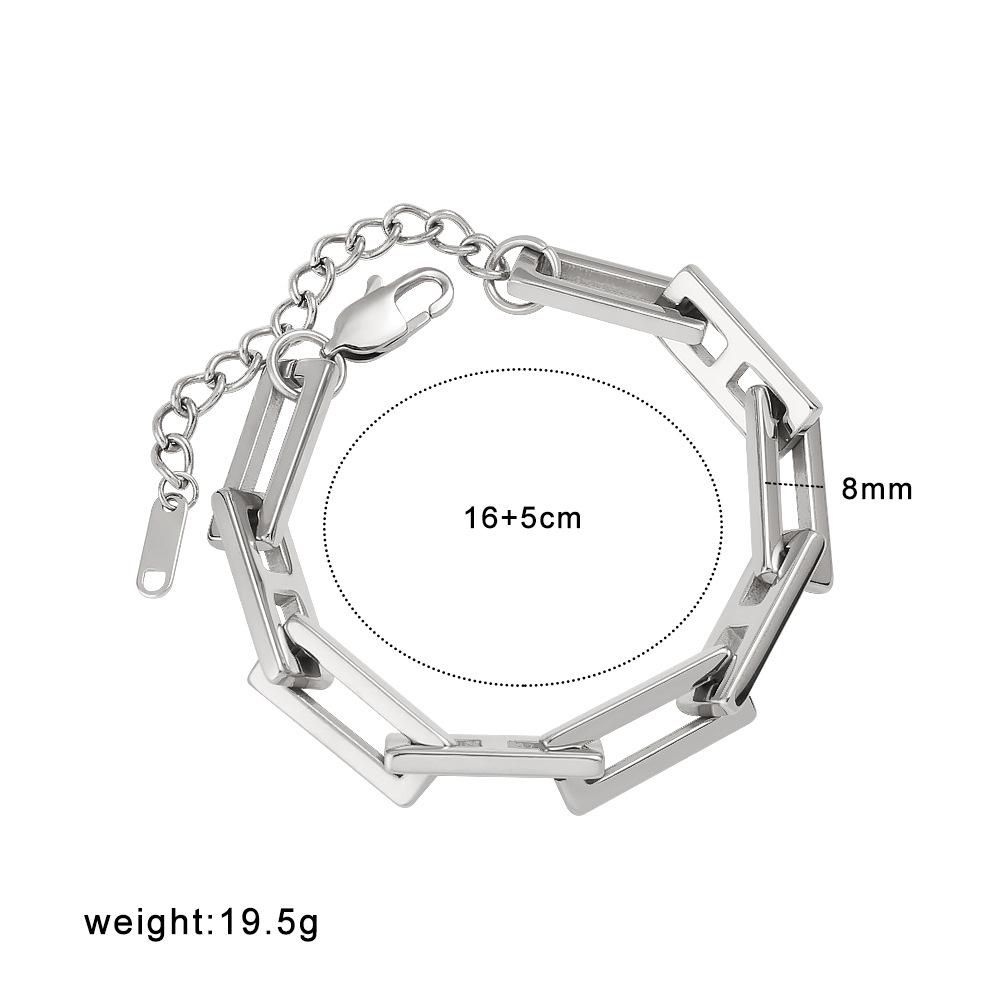 Conjunto de Pulseira e Colar de Corrente Feitos à Mão Banhado a Ouro 18K: Design Quadrado Espesso, Aço Inoxidável Polido.