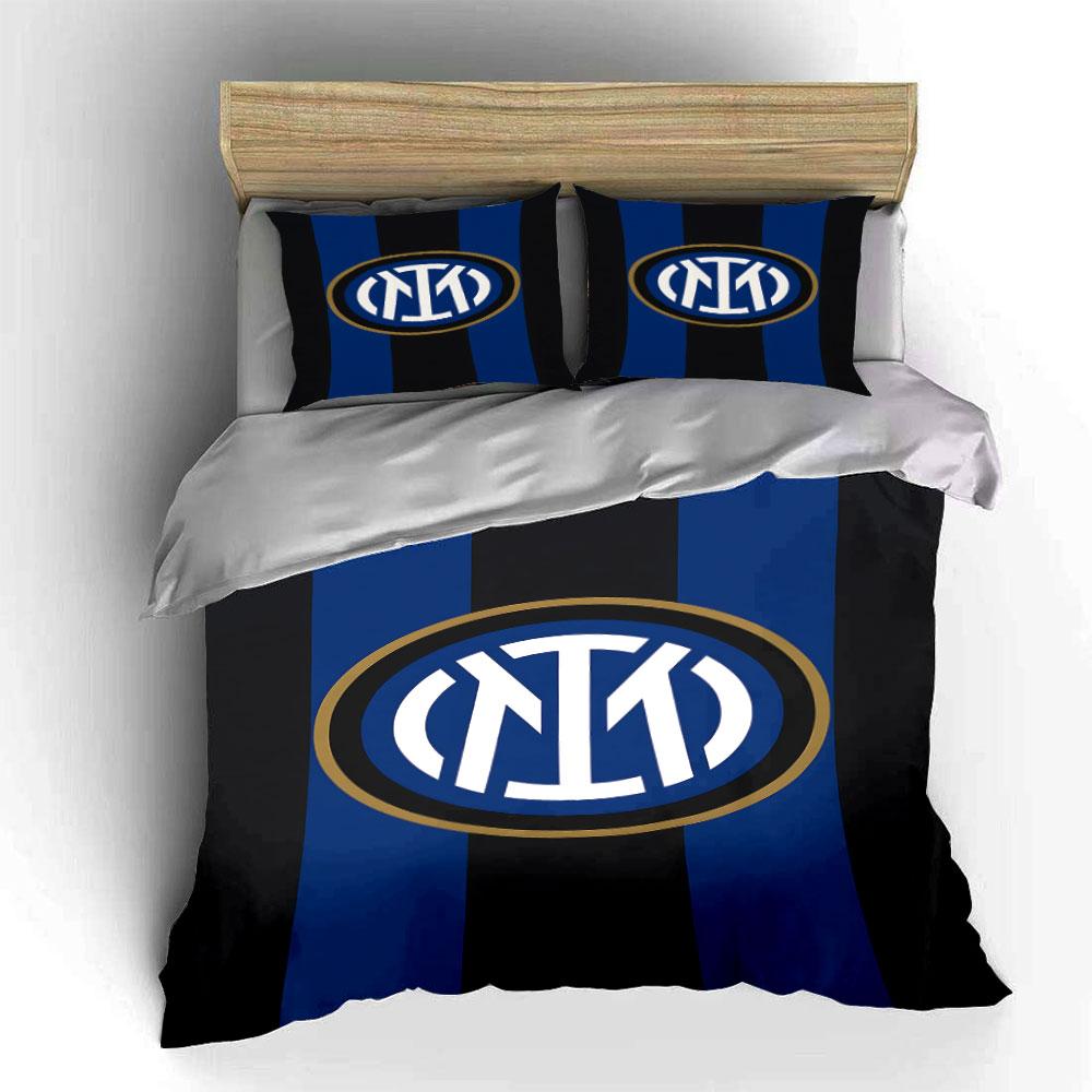Blauwzwarte strepen, Inter logo. Beddengoedsets Dekbedovertreksets Dekbedovertrekken Kussenslopen(1*Dekbedovertrek 2*Kussenslopen zonder dekbedvulling)