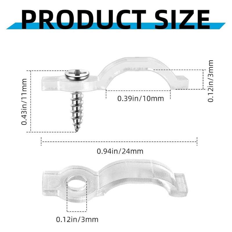 100Pcs Transparency LED Bar Light Mounting Clips With 10mm Wide for Waterproof Light Strips Fixing and Secure Install