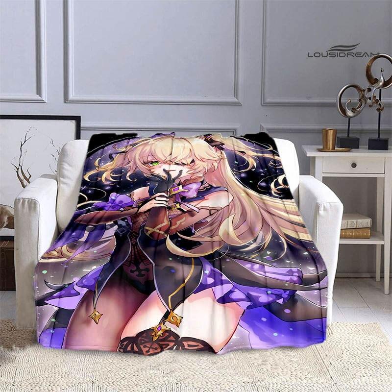 Deka Genshin s kresleným potiskem flanelová měkká a pohodlná deka rozkládací pohovka, kterou musíte mít jako dárek k narozeninám