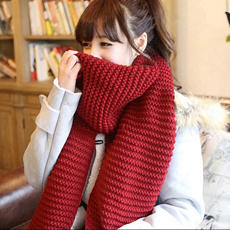 Warm and Thickened Solid Color Wool Scarf for Men and Women Women's Autumn and Winter Couple Scarf Winter