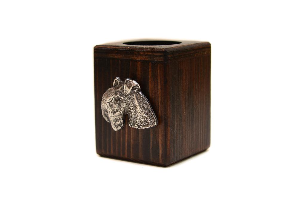Lakeland Terrier - wooden candle holder with a dog, a unique souvenir after losing a dog, a handicraft from the Art-Dog brand
